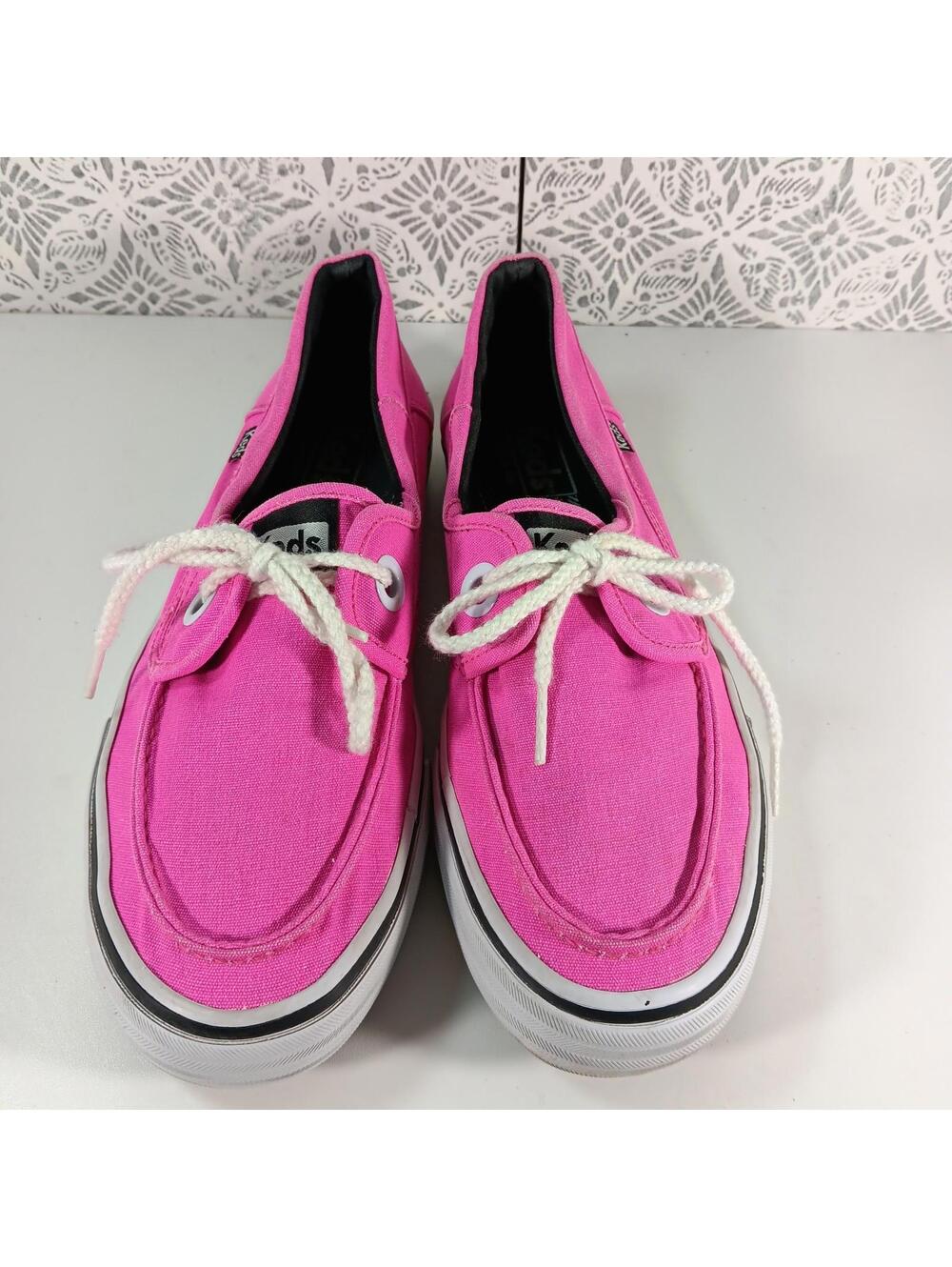 Keds Womens Neon Pink Boat Shoe Sneaker Canvas Size 8